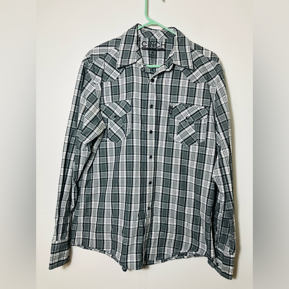 cinch modern fit shirt Sz M Gray Western Outdoor Rodeo Cotton Casual‎